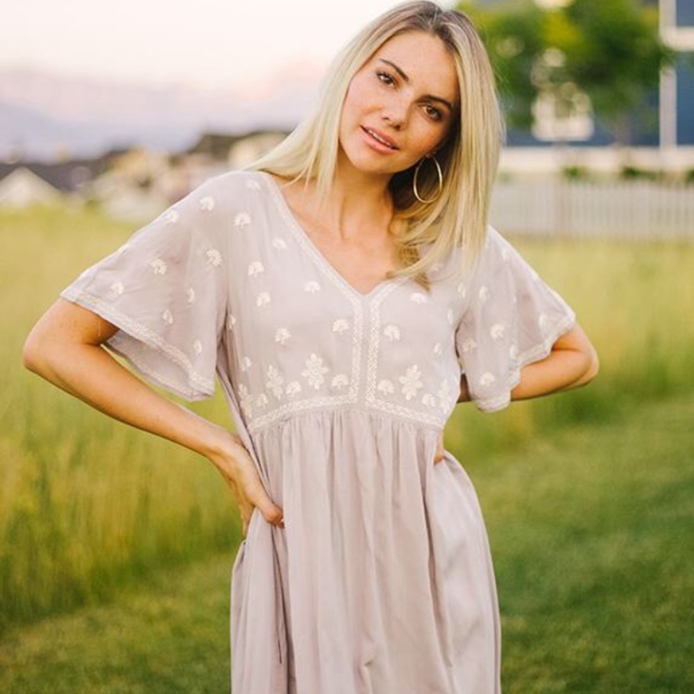 Roolee Boutique Embroidered Midi Dress